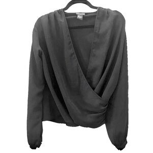 Central‎ Park West Long Sleeve V-Neck Faux Wrap Top